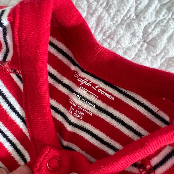 Ralph Lauren Red Striped Footie, size 3m - Picture 2 of 3